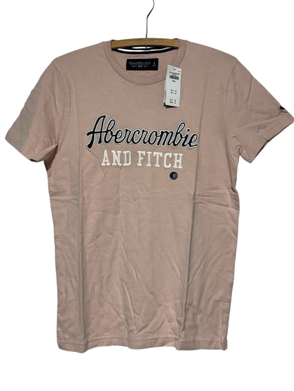 Abercrombie Fitch NWT Soft A&F Tee Men Size Small Mauve Pink Y2K Logo Preppy